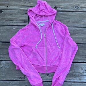 Girls size Med Pink Terry Cloth Zip Hoodie
